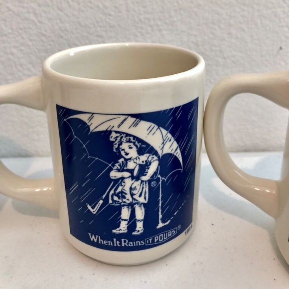 NEW 4 Vintage Morton Salt Umbrella Girl Coffee Cups When it Rains it Pours Mugs - Picture 5 of 14